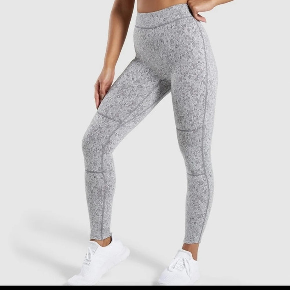 Gymshark Fit Fleur Texture Leggings Grey Marl High Waisted Full Length sz.S - Picture 7 of 13
